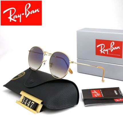 Ray Ban Round Flash Lenses are available for both men and women in gold and purple sunglasses