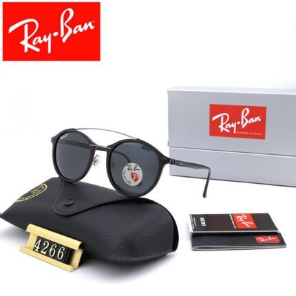 Ray Ban Black Double Beam Round Frame Sunglasses