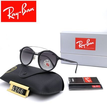 Ray Ban black and gray double beam round frame sunglasses