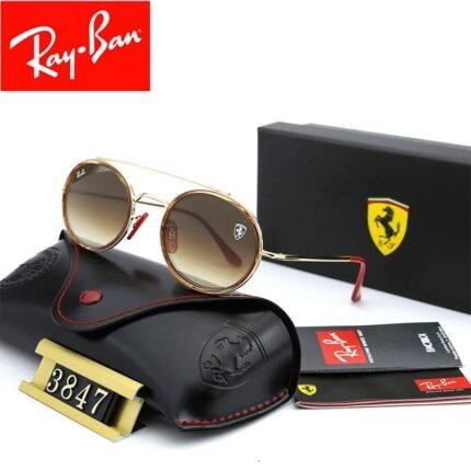 Ray Ban RB3847M SCUDERIA FERRARI COLLectiON Gold and Brown Gradient Sunglasses