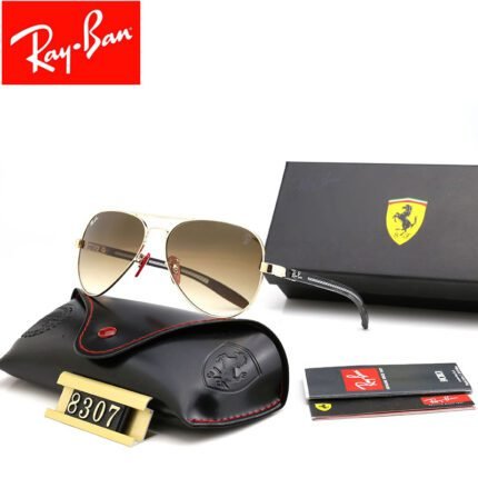 Ray Ban Ferrari series gold and brown gradient polarized sunglasses neutral