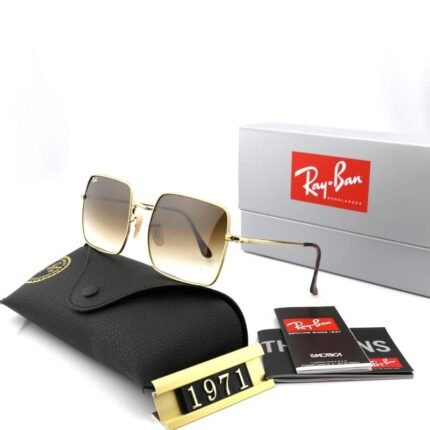 Ray Ban1971 Gold and Brown Gradient Lenses Square Sunglasses Unisex