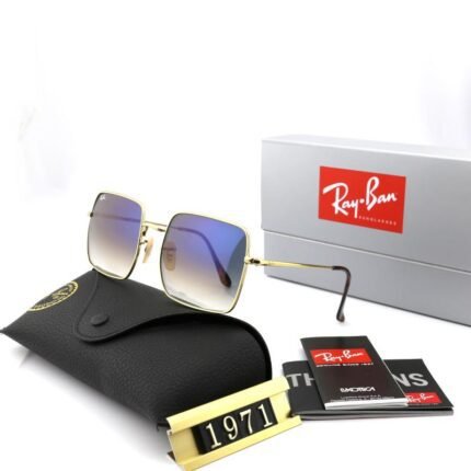 Ray Ban1971 gold and square sunglasses with lenses for both men and women
