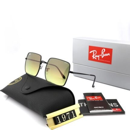 Ray Ban1971 Black and Yellow Lens Square Sunglasses Unisex
