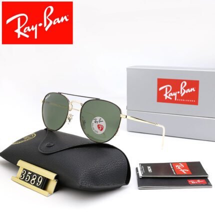 Ray Ban Square Aviators black and green matte sunglasses