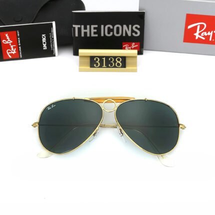 Ray Ban shooter gold rimmed and black polarized lens sunglasses for both men and women