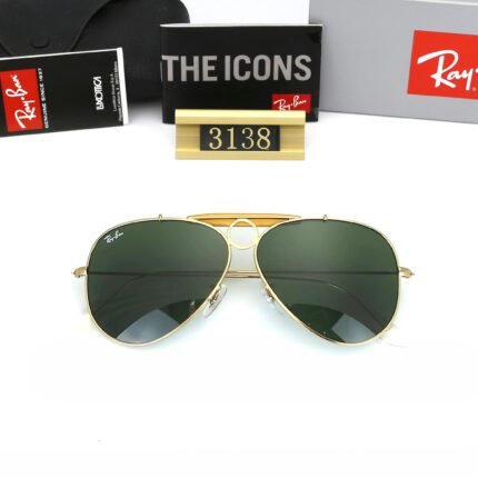 Ray Ban shooter gold rimmed and green polarized lenses sunglasses for both men and women