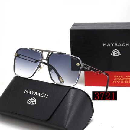 Maybach Silver and Blue Gradient Double Beam Square Frame Sunglasses