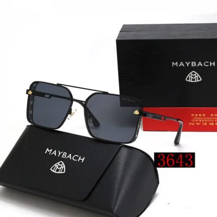 Maybach luxury rectangular sunglasses in black and gray