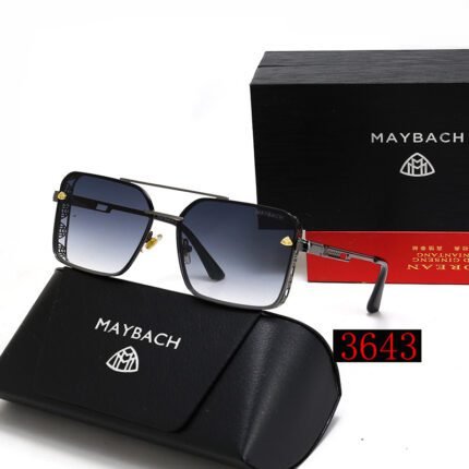 Maybach black and blue gradient luxury rectangular sunglasses