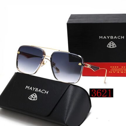 Maybach black and navy gradient polarized square large frame sunglasses