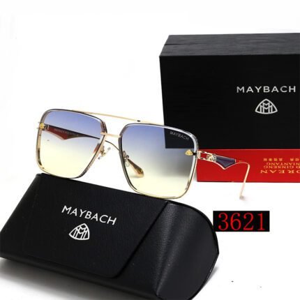 Maybach gold and blue gradient polarized square large frame sunglasses