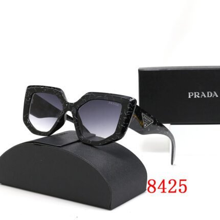 Prada black spots and purple gradient hexagonal large frame sunglasses