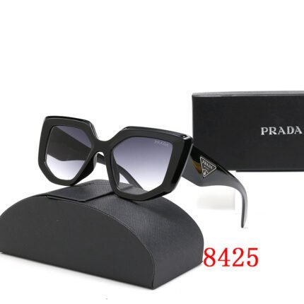 Prada black and purple gradient hexagonal large frame sunglasses