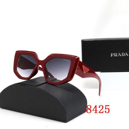 Prada wine red and purple hexagonal large frame sunglasses