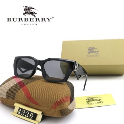 Burberry black and gray flat angle logo decoration rectangular sunglasses