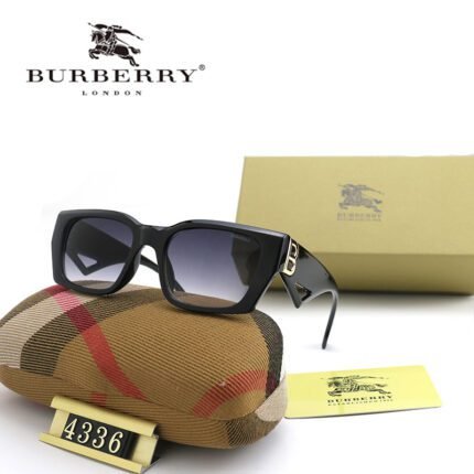 Burberry black and purple gradient flat angle logo decoration rectangular sunglasses