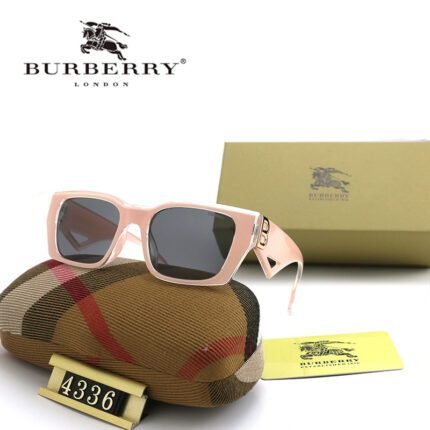 Burberry pink and gray flat angle logo decoration rectangular sunglasses
