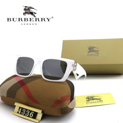Burberry white and gray flat angle logo decoration rectangular sunglasses