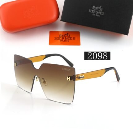 HERMES yellow and brown gradient square frameless sunglasses
