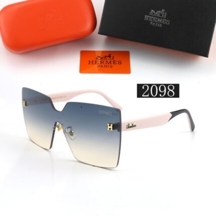 HERMES pink and blue gradient square frameless sunglasses