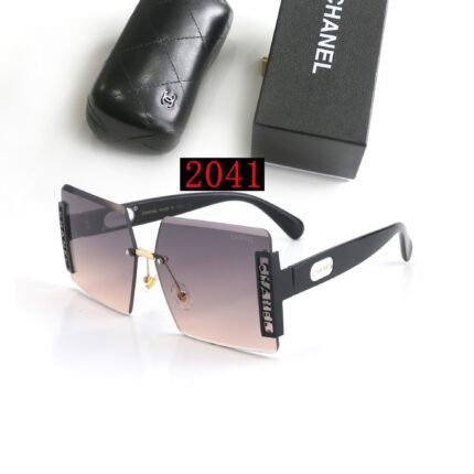 Chanel black and purple gradient square frameless sunglasses