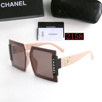 Chanel Pink and Brown Square Thick Frame Sunglasses