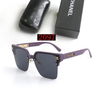 Chanel purple and dark gray square half frame sunglasses