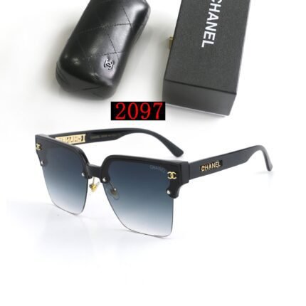 Chanel black and navy gradient square half frame sunglasses