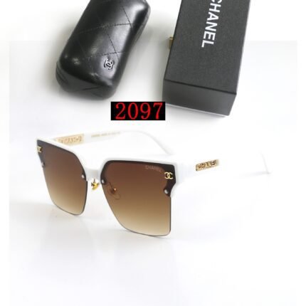 Chanel white and brown gradient square half frame sunglasses