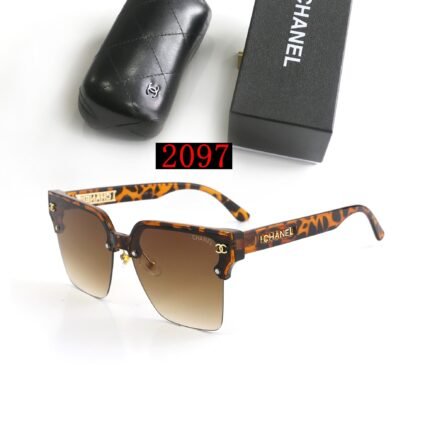 Chanel Havana and Brown Gradient Square Half Frame Sunglasses