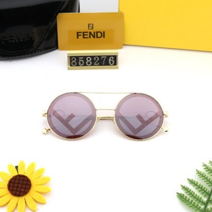 FENDI deep purple printed lenses with metal round frame sunglasses