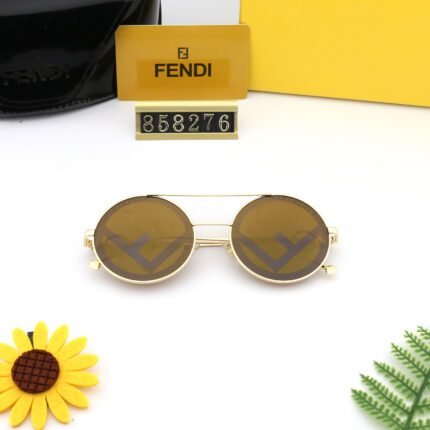FENDI brown printed lenses with metal round frame sunglasses