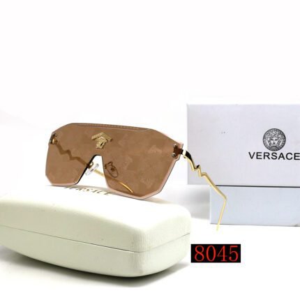VERSACE borderless pilot one-piece brown printed sunglasses