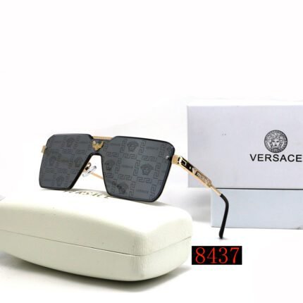 VERSACE gray printed luxurious gradient gold rimmed sunglasses