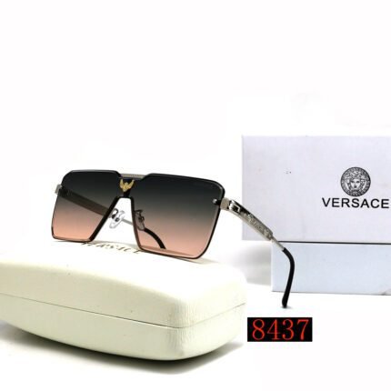 VERSACE Black Pink Luxury Gradient Silver Edge Sunglasses