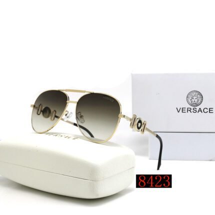VERSACE Gold Edge and Gray Gradient Pilot Double Beam Sunglasses