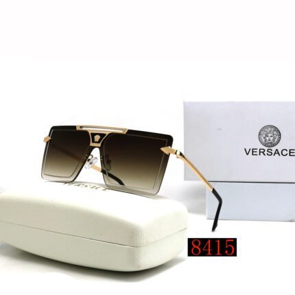 VERSACE gold rimmed and black gradient glass framed sunglasses