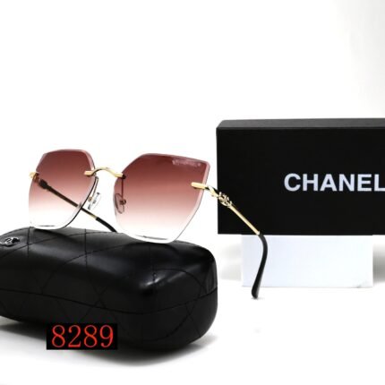 Chanel black edge and deep red transparent gradient hexagonal large frame sunglasses neutral