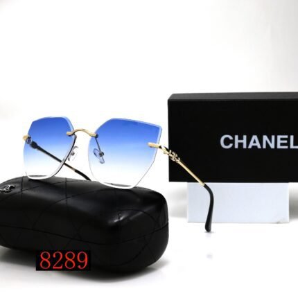 Chanel gold edge and dark green gradient hexagonal large frame sunglasses neutral