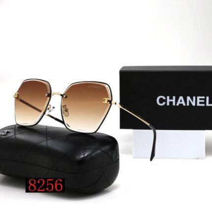 Chanel Gold Edge and Light Brown Gradient Hexagonal Luxury Sunglasses