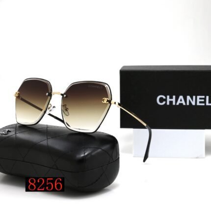 Chanel Gold Edge and Deep Brown Gradient Hexagonal Luxury Sunglasses
