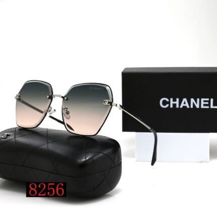 Chanel Gold Edge and Green Pink Gradient Hexagonal Luxury Sunglasses