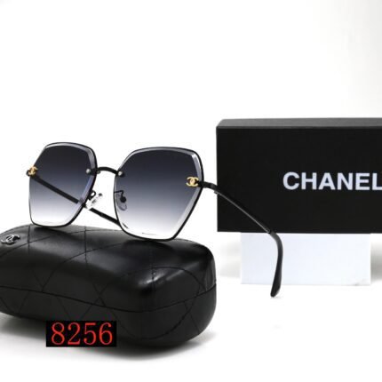 Chanel Black Edge and Dark Blue Gradient Hexagonal Luxury Sunglasses