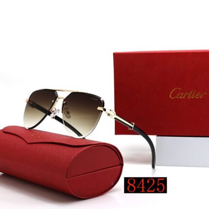 Cartier pilot Santos dark brown gradient droplet shaped frame sunglasses neutral