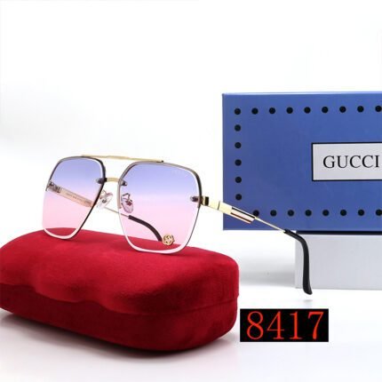 Gucci Pink Purple Gradient Large Frame Square Round Frame Sunglasses Fashionable