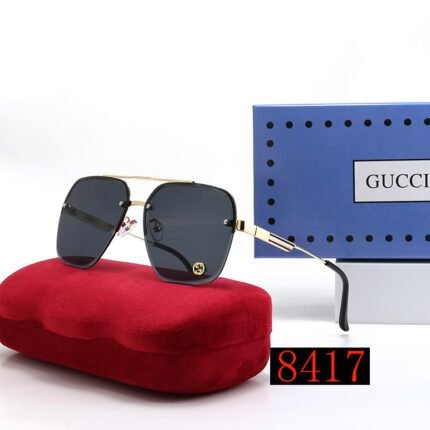 Gucci gold and black large framed square and round sunglasses with stylish frames