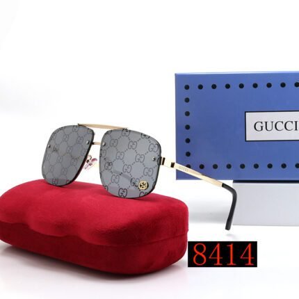 Gucci gold and gray printed large frame, square and round frame sunglasses