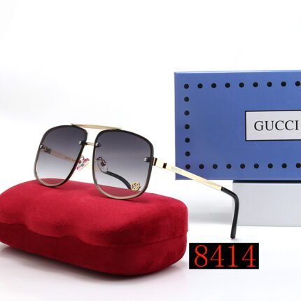 Gucci gold and gradient deep purple large frame, square and round frame sunglasses