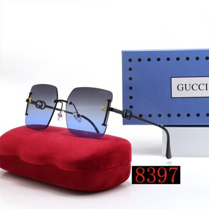 Gucci Gradient Blue Metal Borderless Sunglasses